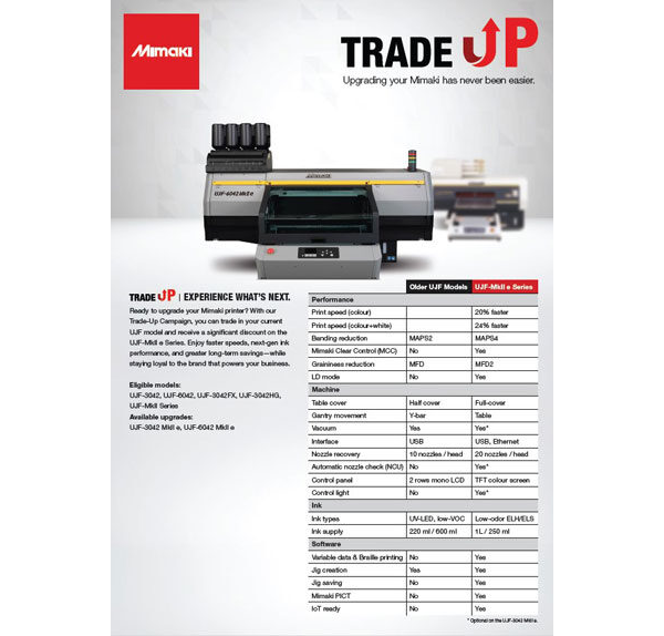 UJFMkII e Series - Trade Up flyer - Open Files (Illustrator, PSD, PDF files)